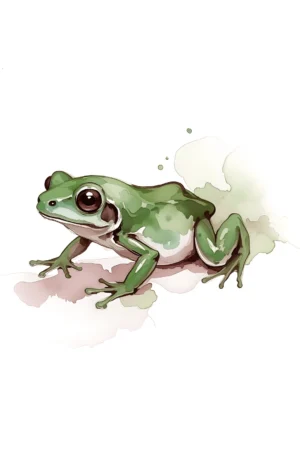 rana verde acuarela