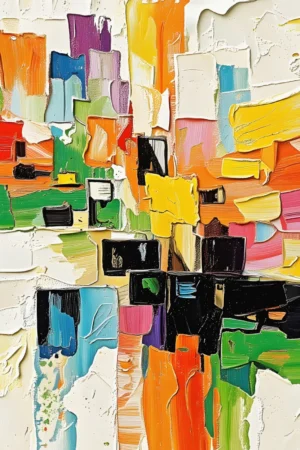 abstracto geométrico urbano lienzo de arte impasto colorido para decoración